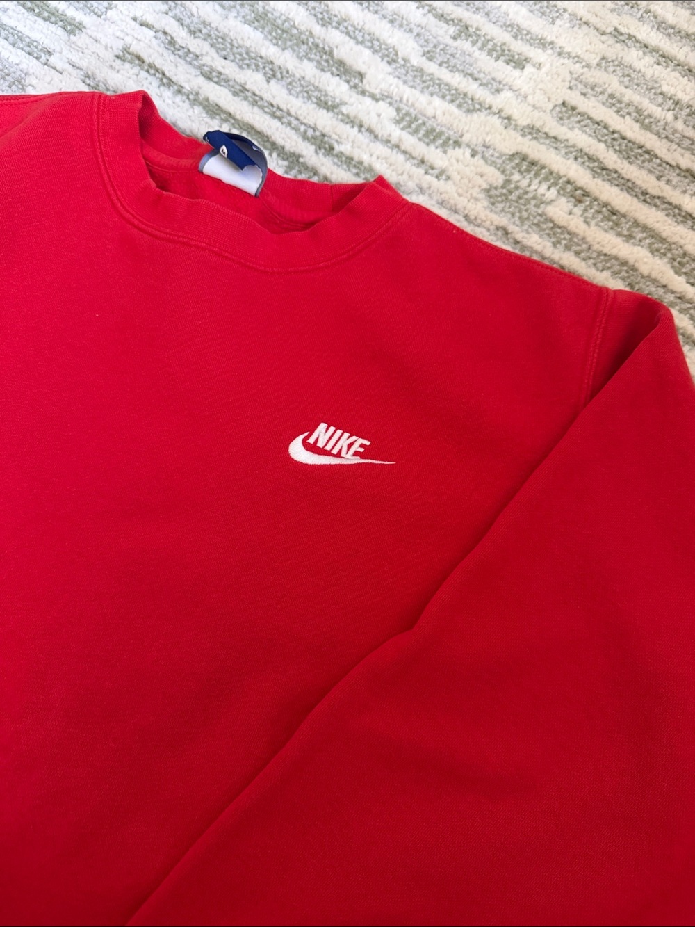 Nike Red Crewneck Sweatshirt with White Swoosh - Picture 2 of 4